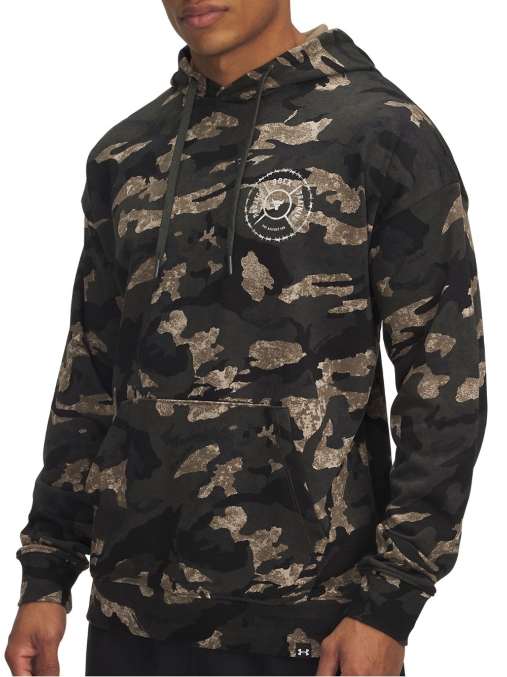 Under Armour Project Rock Camo Hoodie Men’s Medium M Loose Fit Dwayne Johnson